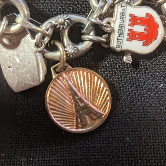 Sterling Silver Charm Bracelet 27 Sterling Charms Travel 64.8 Grams 7.5" Vintage - Picture 15 of 16